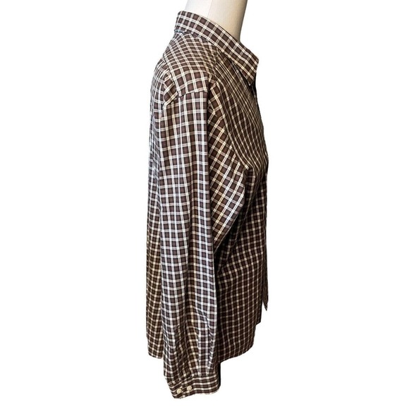 Eddie Bauer Classic Fit Wrinkle Resistant Brown Plaid Shirt Men's Size XL - Picture 7 of 10